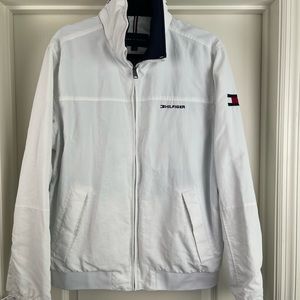 Tommy Hilfiger windbreaker jacket, white with navy and red accents